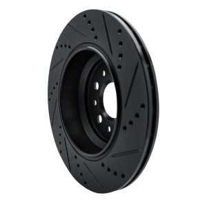 Maserati Ghibli Brake Rotor (1) - Rear Left - R1 Concepts - Drilled & Slotted - Black - `14-`16